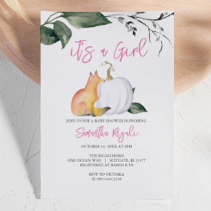 Baby Girl Shower Invitations Citrouille et Fox
