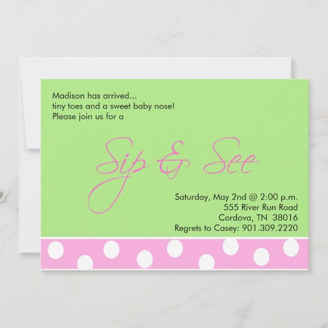 Baby Girl Sip and See Invitations (Devant)