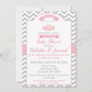 Baby Girl Tutu Ballet Baby shower Invitation rose