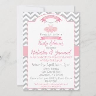 Baby Girl Tutu Ballet Baby shower Invitation rose