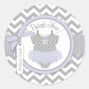 Baby Girl Tutu Chevron Imprimer Merci Étiquette