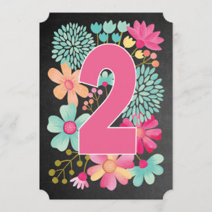 Baby Girls 2e anniversaire Numéro 2 Invitation de