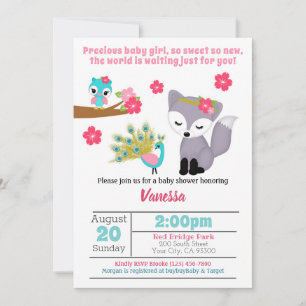 Baby Girls Renard rose Baby shower Invitation
