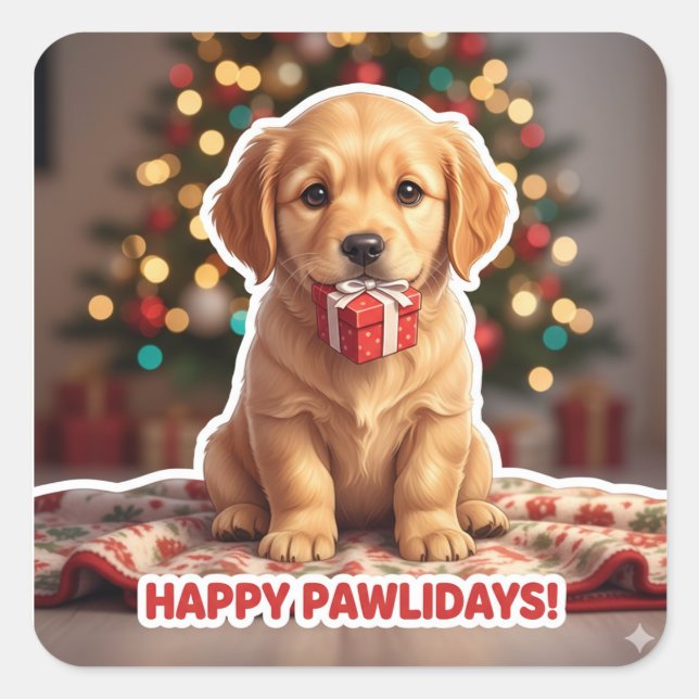 Baby Golden Retriever Gift Sticker (Devant)