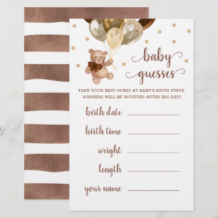 Baby Guesses Jeu Baby shower Teddy Bear