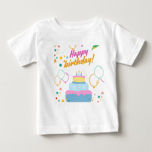 Baby Happy Birthday Imprimable T-shirt design cade (Devant)