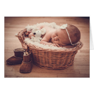 Baby in a Basket Nouveau Baby Horizontal Note Card
