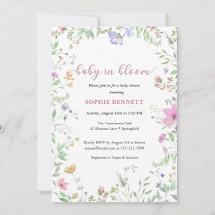 Baby in Bloom Aquarelle florale Invitation