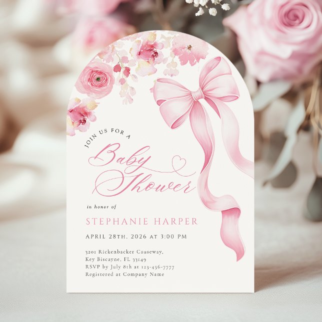 Baby In Bloom Baby Shower Arched Invitation  (Créateur téléchargé)