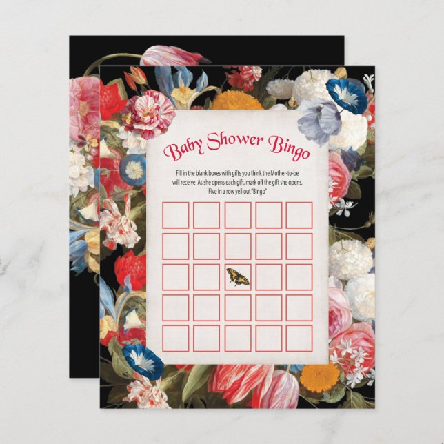 Baby in Bloom Baby shower Bingo Jeu (Devant / Derrière)