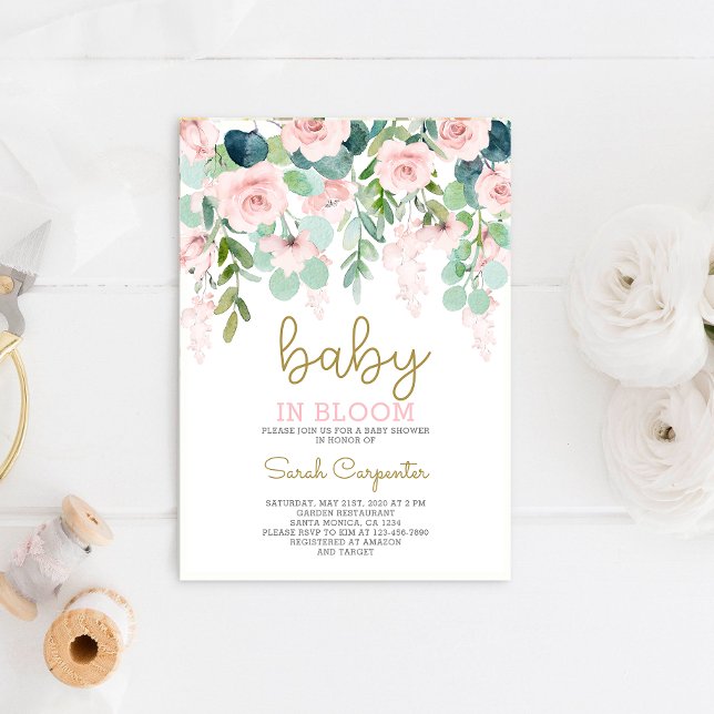Baby in Bloom baby shower girl Invitation (Créateur téléchargé)