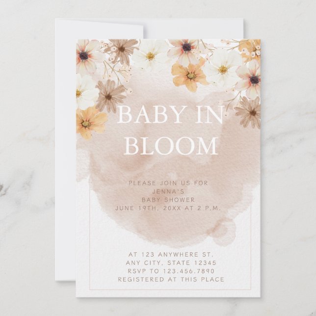 Baby in Bloom Baby shower Invitation (Devant)