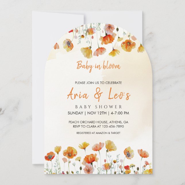 Baby in Bloom Baby shower Invitation (Devant)