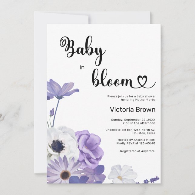 Baby in Bloom Baby shower Invitation (Devant)