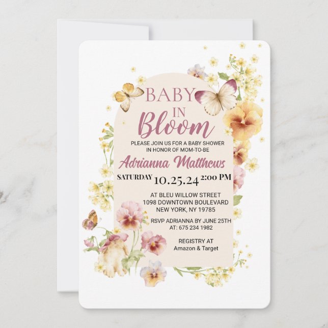 Baby In Bloom Baby Shower Invitation (Devant)