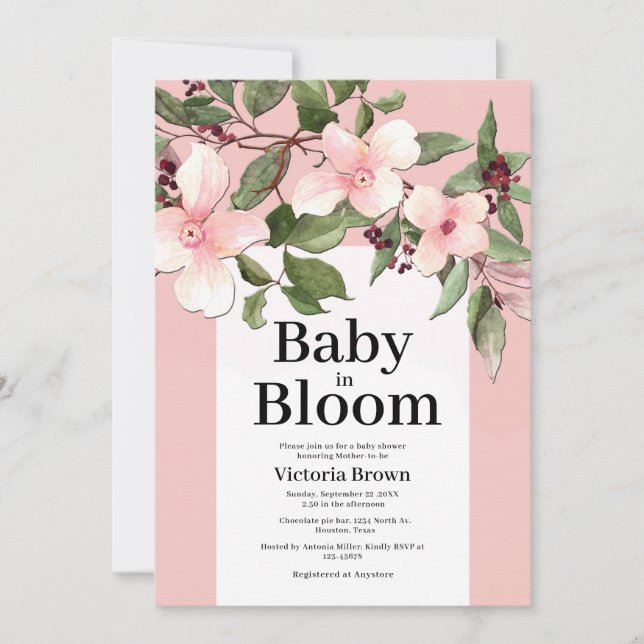Baby in Bloom Baby shower Invitation (Devant)