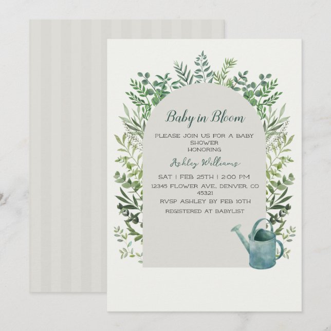 Baby in Bloom Baby shower Invitation (Devant / Derrière)