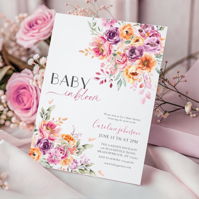 Baby in Bloom Baby Shower Invitation | Blush Pink  (Créateur téléchargé)