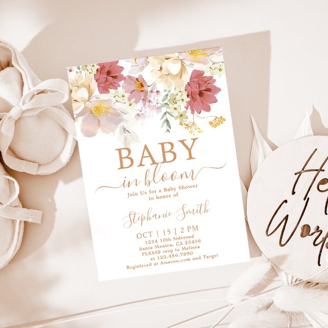 Baby in Bloom Baby shower Invitation fille (Créateur téléchargé)