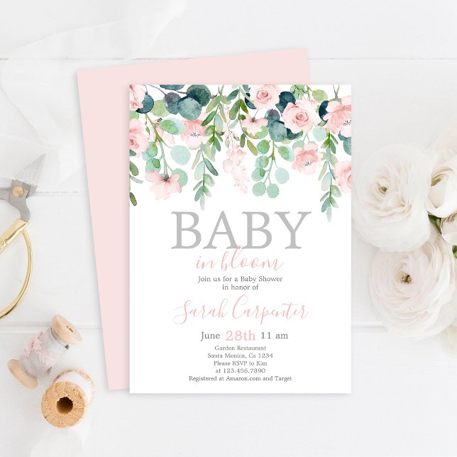 Baby in Bloom Baby shower Invitation fille (Créateur téléchargé)