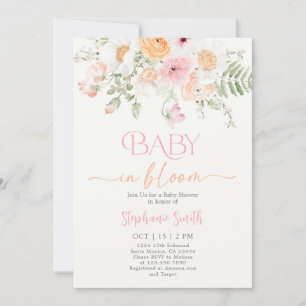 Baby in Bloom Baby shower Invitation fille