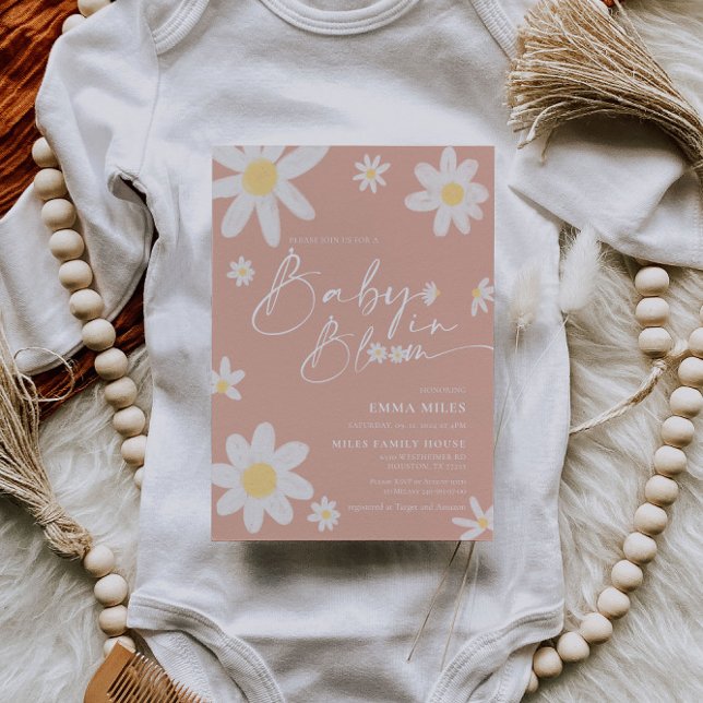 Baby in Bloom Baby shower Invitation rose Daisy (Créateur téléchargé)