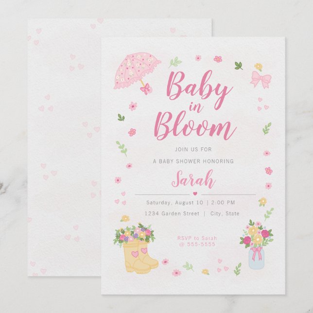 Baby in Bloom Baby Shower Invitation | Spring  (Devant / Derrière)