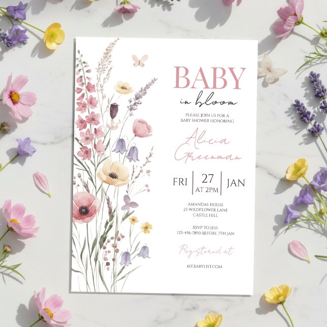 Baby in Bloom Baby Shower Invitation Wildflowers (Créateur téléchargé)