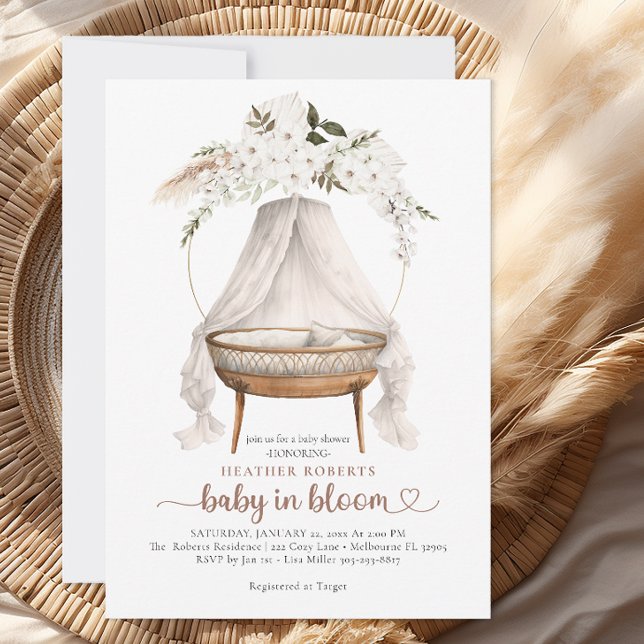 Baby in Bloom Boho Invitation Baby shower neutre (Gender Neutral Baby Shower Invitation)