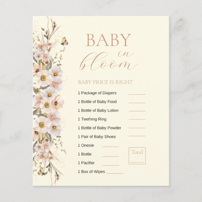 Baby In Bloom Boho Neutral Baby shower Jeu (Devant)