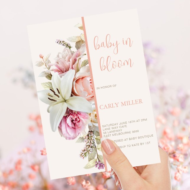 Baby In Bloom Bold Floral Baby shower Invitation (Créateur téléchargé)