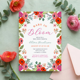 Baby in Bloom Bright Floral Baby shower Invitation