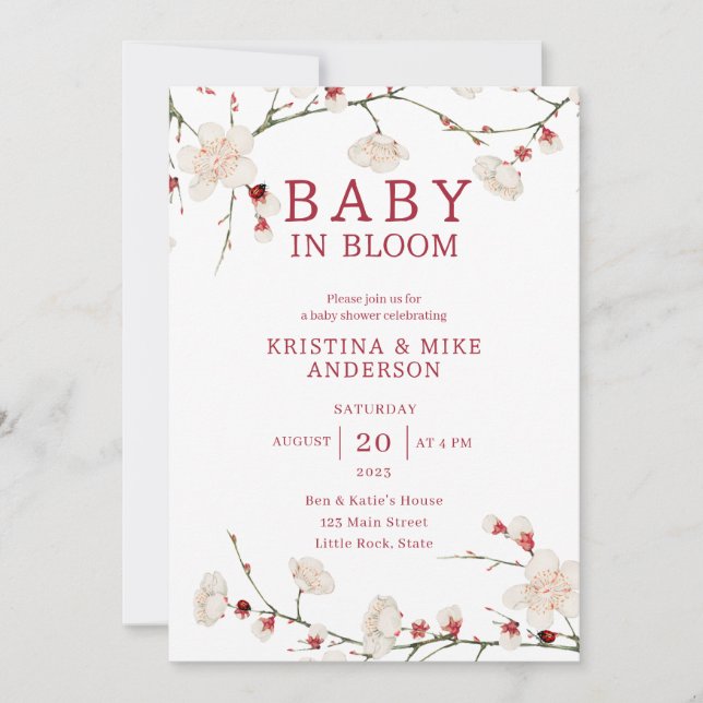 Baby in Bloom Cherry Blossom Shower Invitation (Devant)