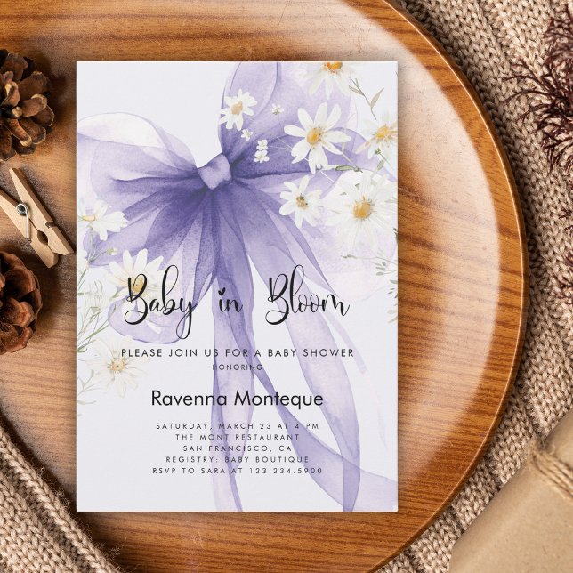 Baby in Bloom Douce Lavande Fleurie Invitation Bab (Créateur téléchargé)