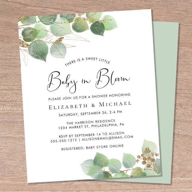 Baby in Bloom Eucalyptus Couples Douche Invitation (Créateur téléchargé)