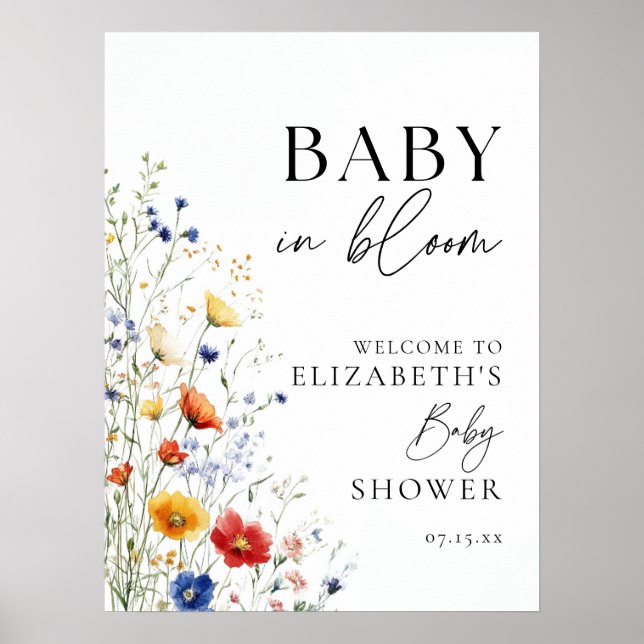 Baby In Bloom Fleur sauvage Baby shower Affiche de (Devant)