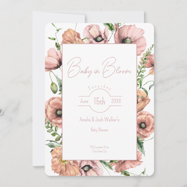 Baby in Bloom Fleur sauvage Baby shower Invitation (Devant)