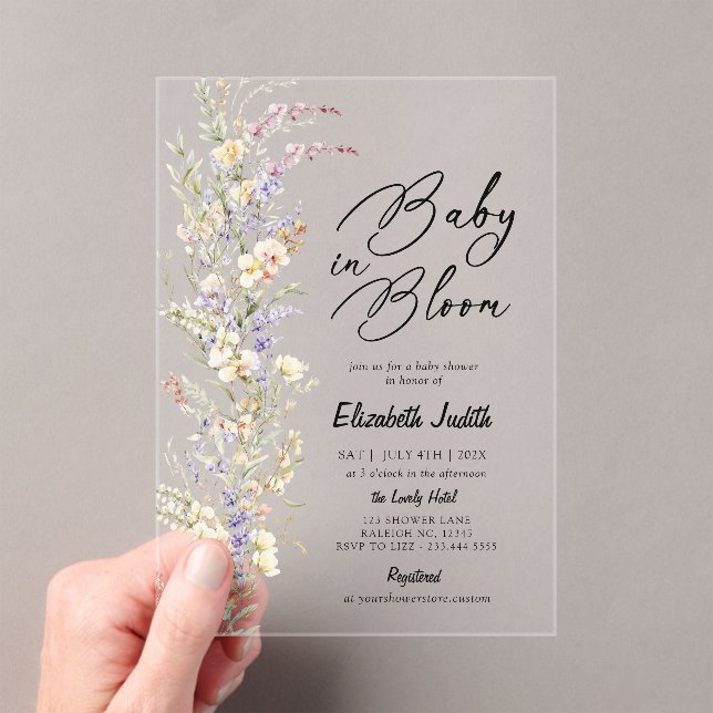 Baby in Bloom Fleur sauvage Baby shower Invitation (In situ (ordinateur de poche))