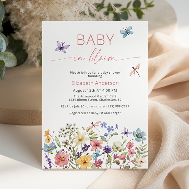 Baby in Bloom Fleur sauvage Baby shower Invitation (Créateur téléchargé)