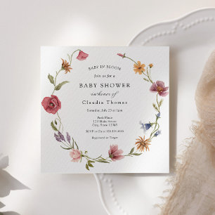 Baby in Bloom Fleur sauvage Baby shower Invitation