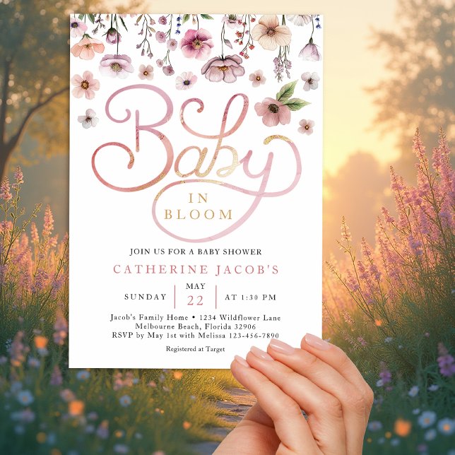 Baby in Bloom Fleur sauvage Baby shower Invitation (Wildflower Baby Shower)