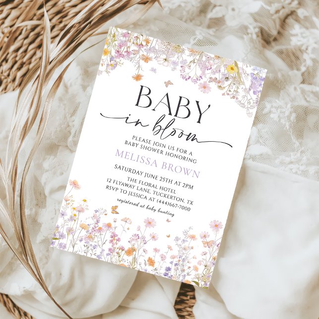 Baby in Bloom Fleur sauvage Baby shower Invitation (Créateur téléchargé)