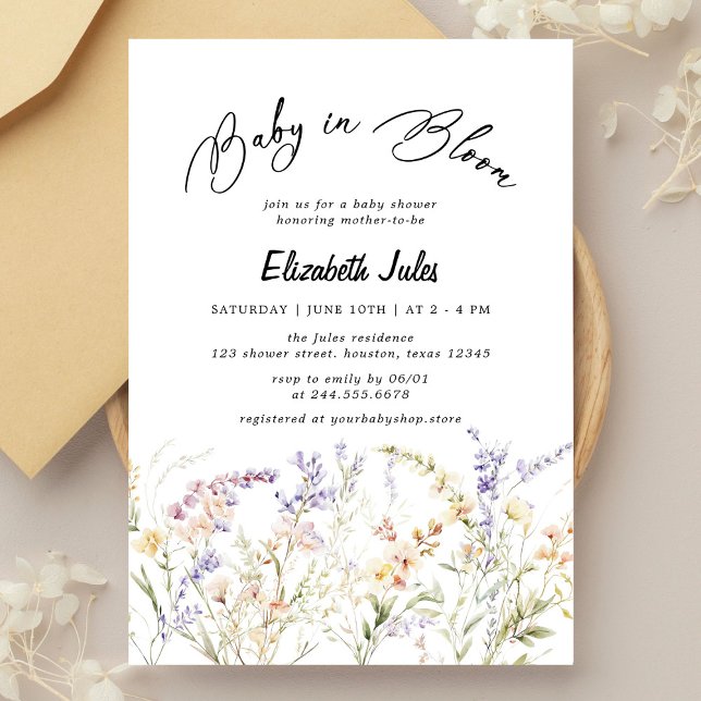 Baby in Bloom Fleur sauvage Baby shower Invitation (Créateur téléchargé)