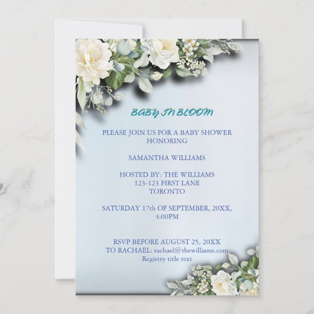 Baby in Bloom Floral Baby Shower Invitation (Devant)