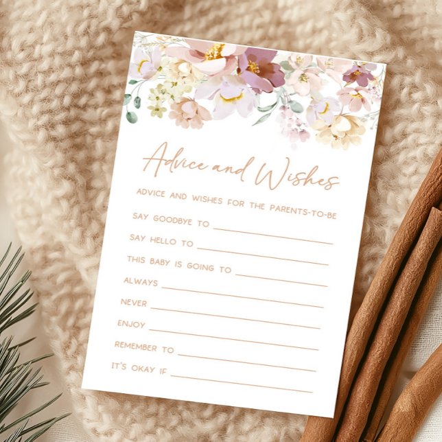 Baby in Bloom Florals Conseils et voeux jeu (Spring Wildflower Baby Shower Advice and Wishes Game)