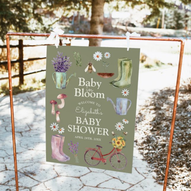 Baby in Bloom Garden Baby shower Affiche de bienve (Créateur téléchargé)