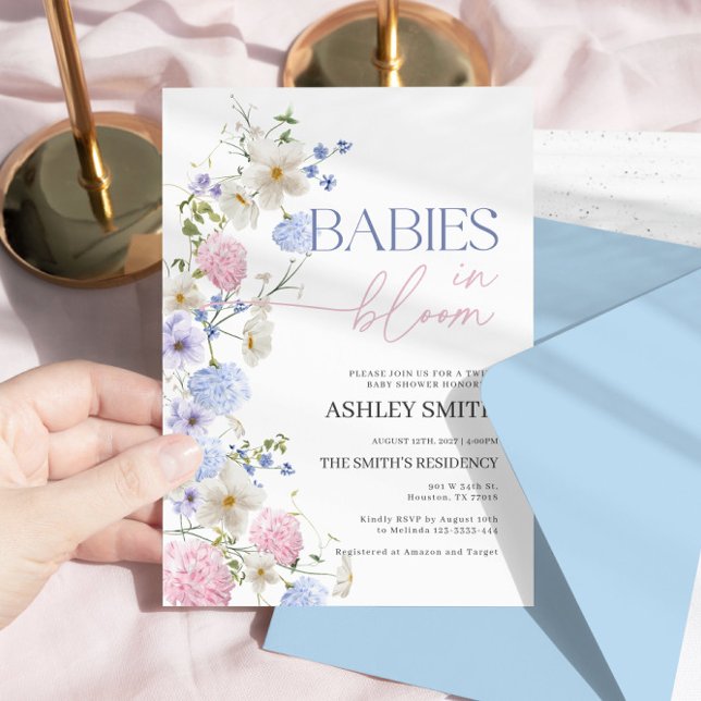 Baby in Bloom Invitation | Baby shower jumeau (Créateur téléchargé)