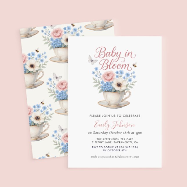 Baby In Bloom Invitation Baby shower Vintage (Créateur téléchargé)