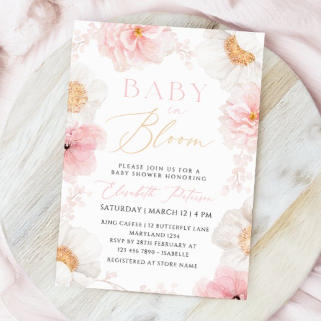 Baby In Bloom Pastel Floral Baby shower Invitation (Créateur téléchargé)