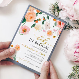Baby in Bloom Poppies Fleurs Douche Invitation